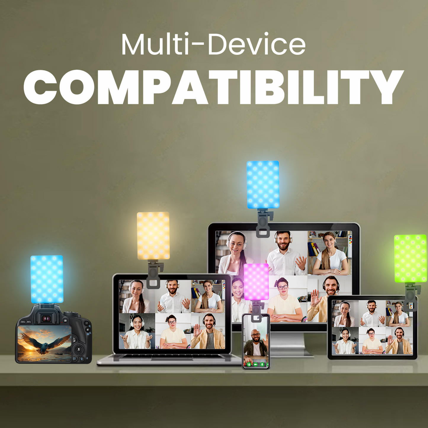RGB Selfie Light, Clip, 24 Modes, CRI 95+, 3000mAh Battery