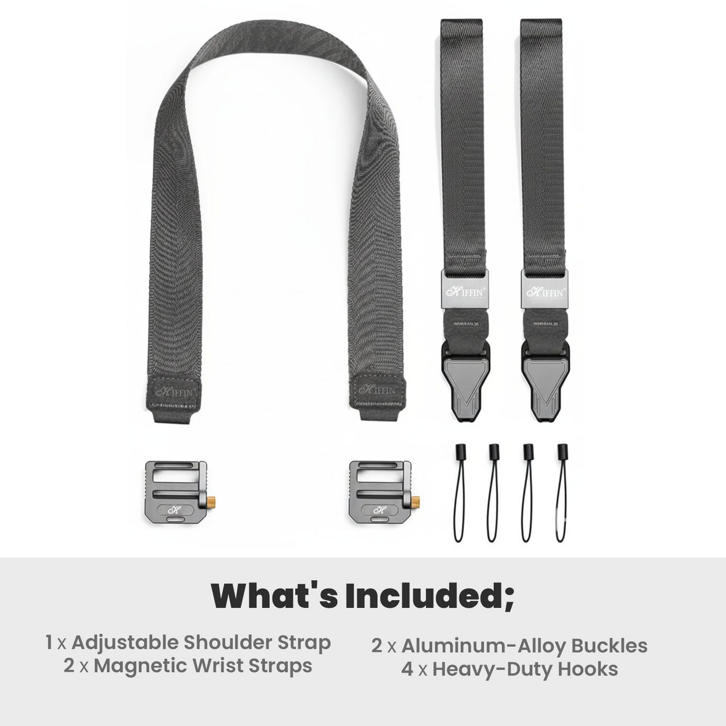 2-in-1 Camera Shoulder & Wrist Strap, 1.5" Wide with Magnetic Buckle, 90kg Load