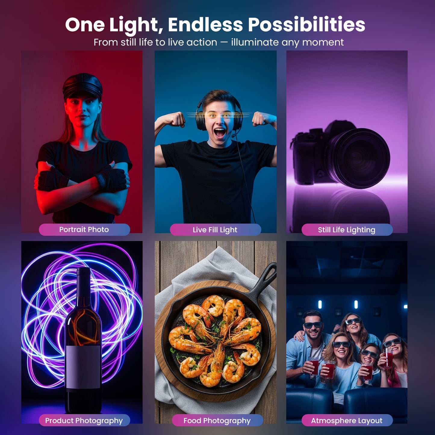 Pro RGB Video Light, 21 Modes, 4000mAh, 2500K-9000K, 12watt