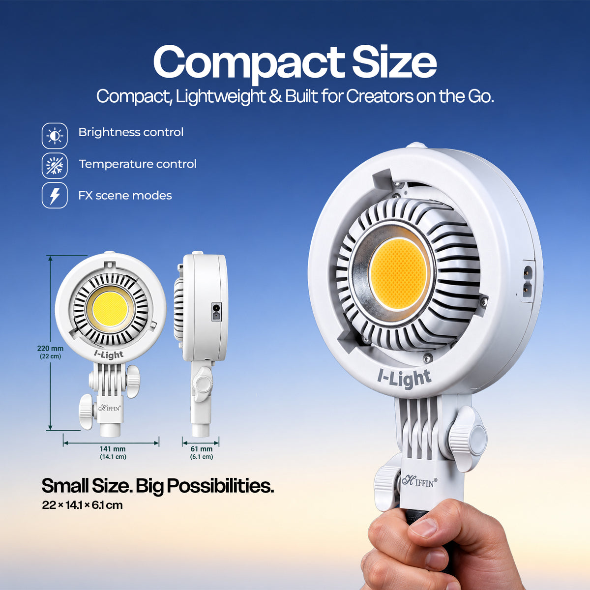 I Light 150W LED Studio Light, 2700K-6500K CCT, CRI 95+, App Control