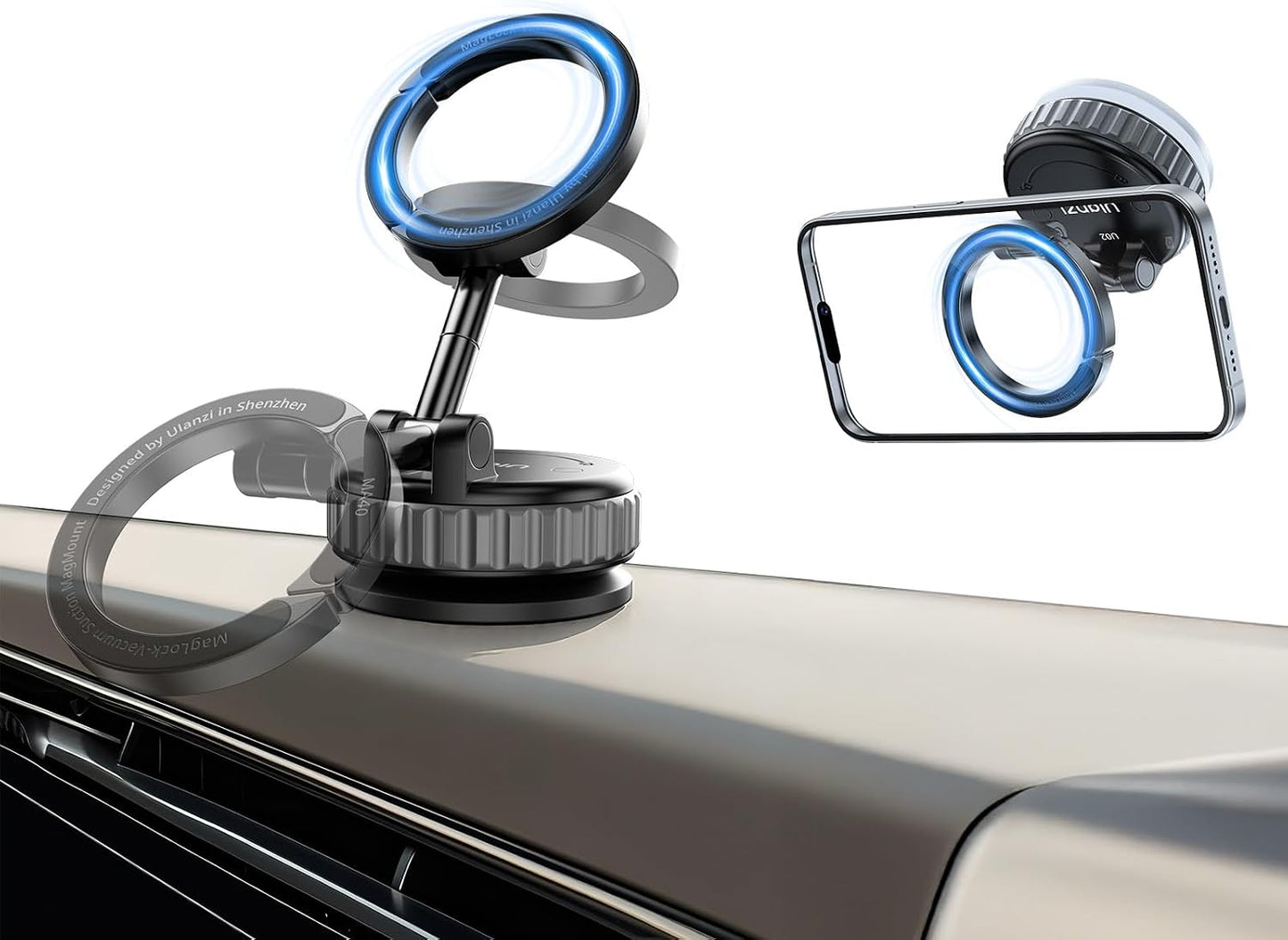 ULANZI MA40 MagSafe Car Phone Holder, Strong Suction, 360° Adjustable, iPhone 17-12