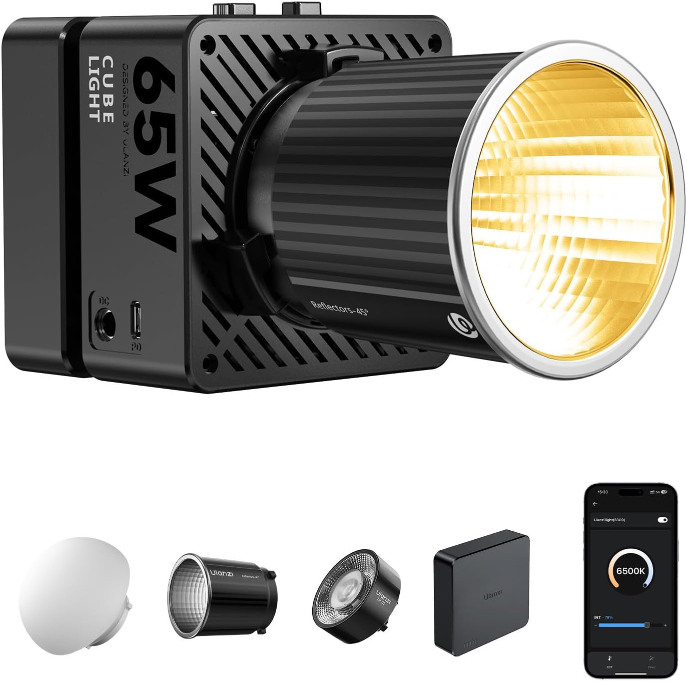 ULANZI EC65 65W Mini Bi-Color LED Video Light, 2700K-6500K, APP Ctrl