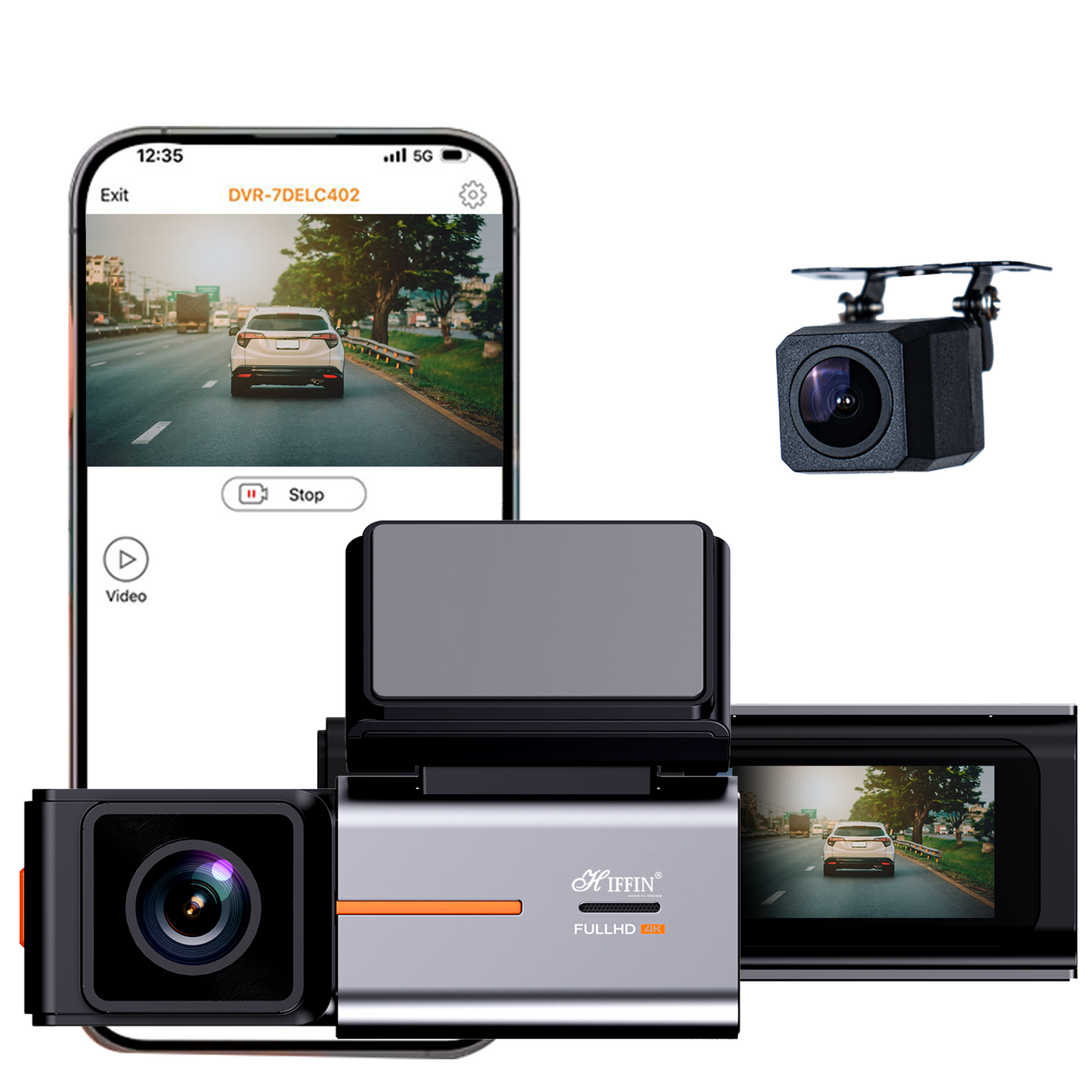 RoadCam X2 4K Front + 1080P Rear Dashcam, Night Vision, WiFi, G-Sensor