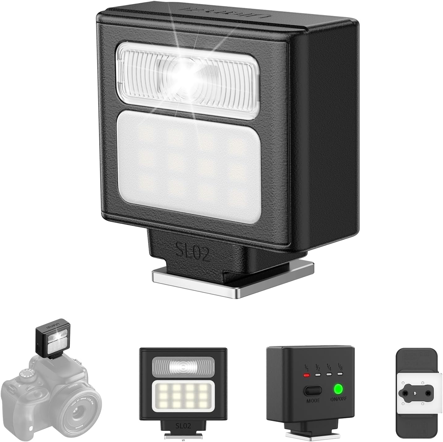 ULANZI SL02 Mini Flash Speedlite GN8 6500K for Canon Fuji Sony Nikon Cameras
