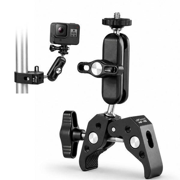 HF-15 Super Clamp Mount, 360° Adjustable, CNC Alloy, 1/4" & 3/8" Thread
