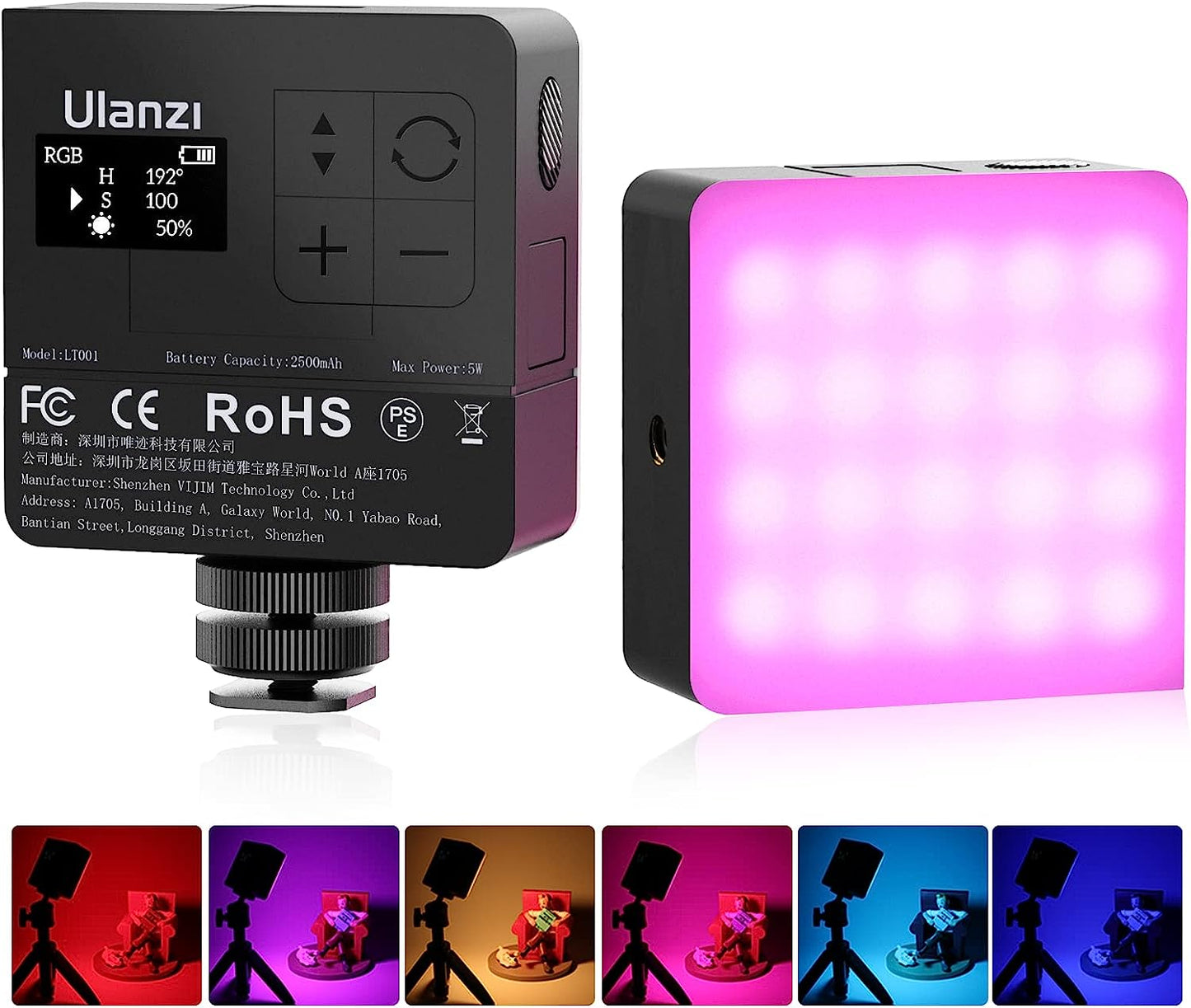 ULANZI VL49 Pro RGB Video Light, 2500-9000K, Dimmable LED Panel, Magnetic