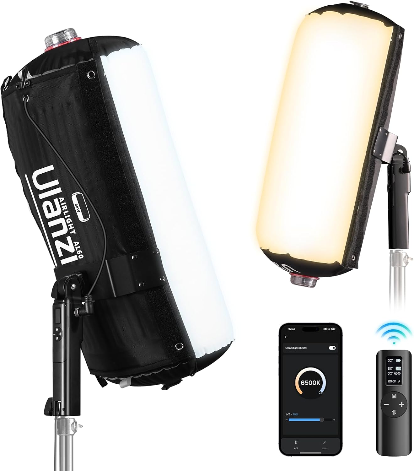 Ulanzi AL60 Inflatable Tube LED Light, 2700K–6500K CRI≥96, 10 FX, Type-C