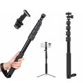 ZP001 5Ft Extendable Selfie Stick, 153cm 5-Section Monopod, 1/4" Screw & Shoe Mount, Mobile/GoPro Holder, Black