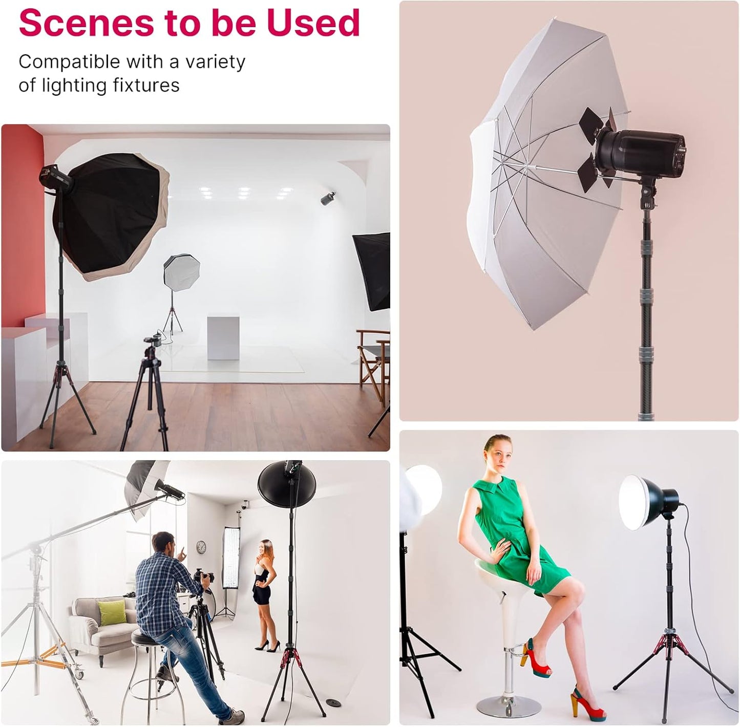 ULANZI MT-49 Carbon Fiber Light Stand, 194cm Tripod for Flash/Camera/Phone