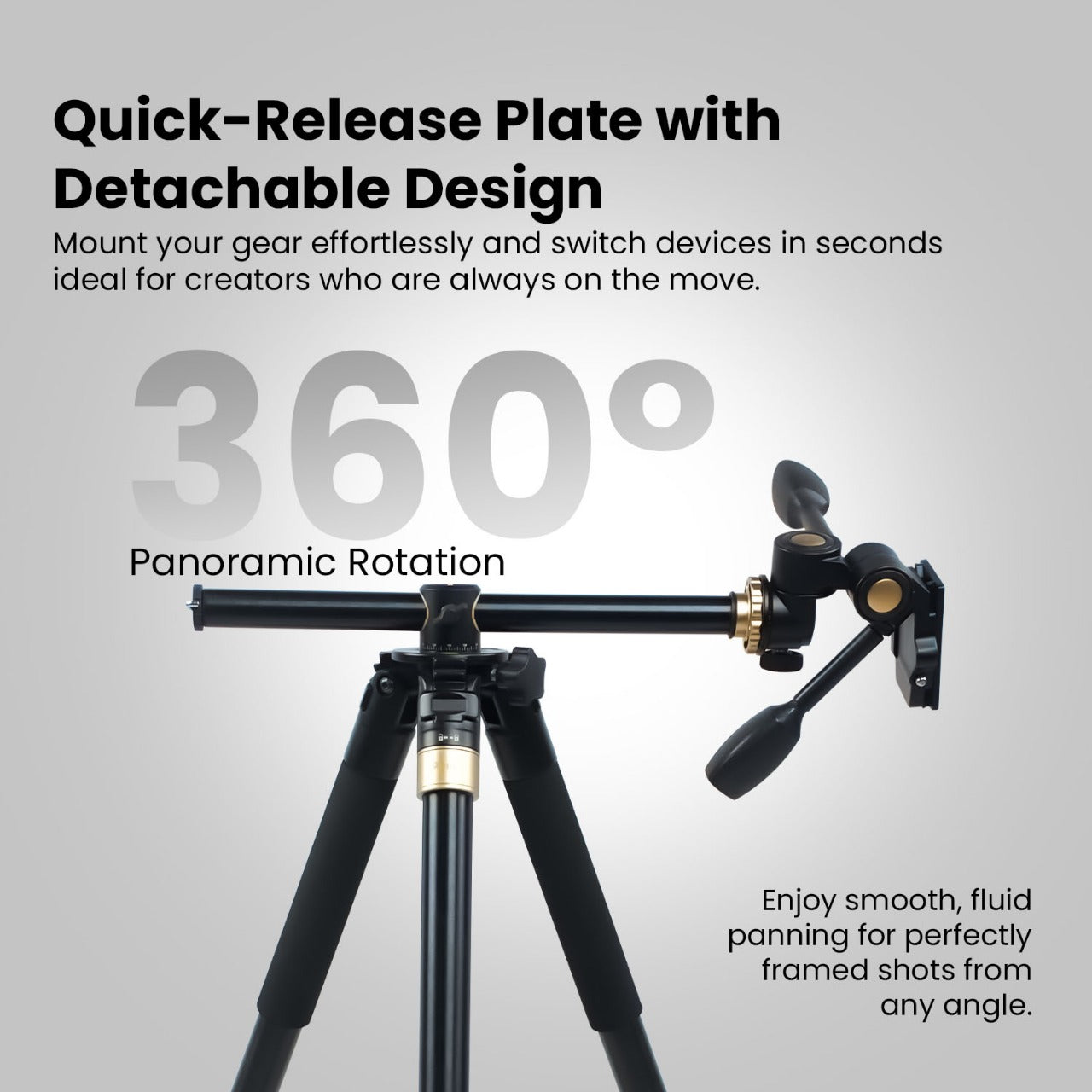 Professional Portable Tripod Monopod with 3 Way Pan Head