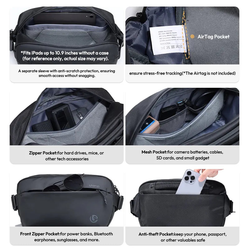 Ulanzi BP038 Travel Messenger Bag Camera Sling Bag V2 10L Multi-Pocket