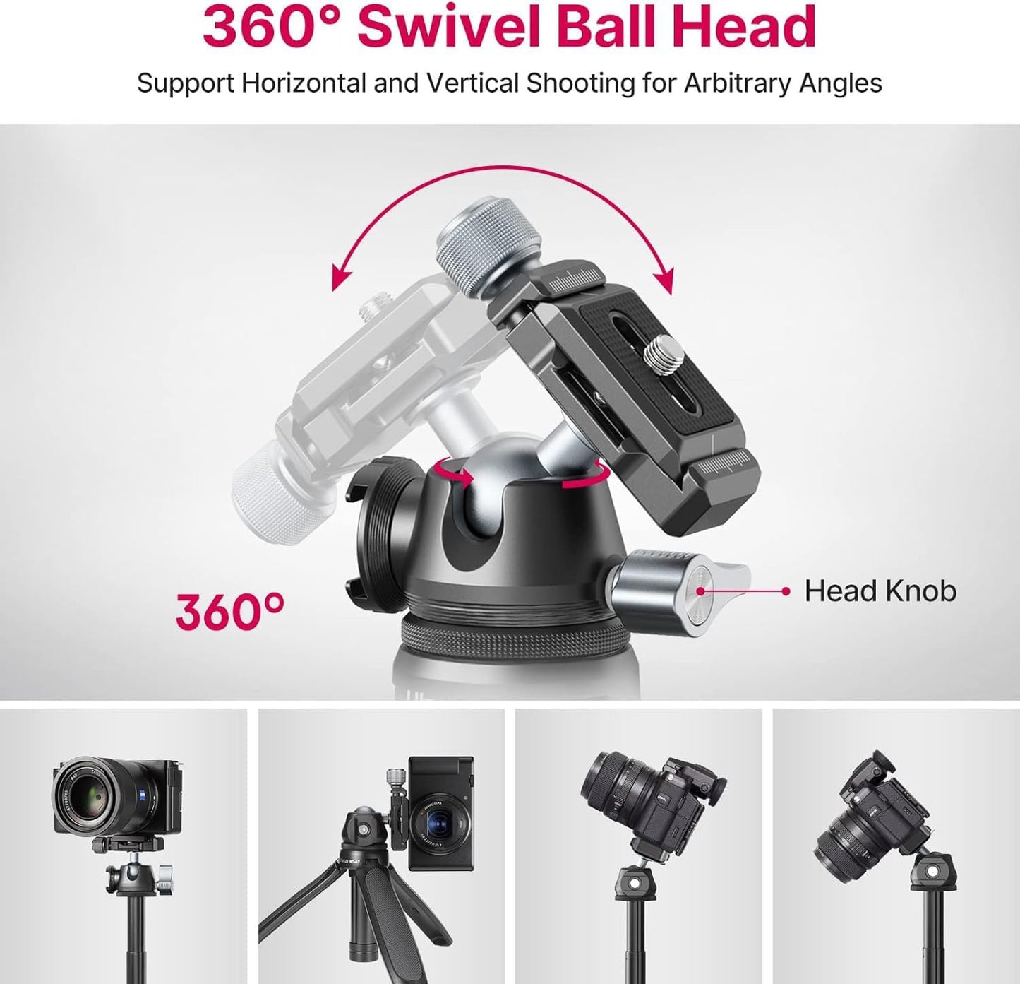 ULANZI MT-47 Mini Tripod, 360° Ball Head, Arca Plate, DSLR/Vlog/Selfie Use