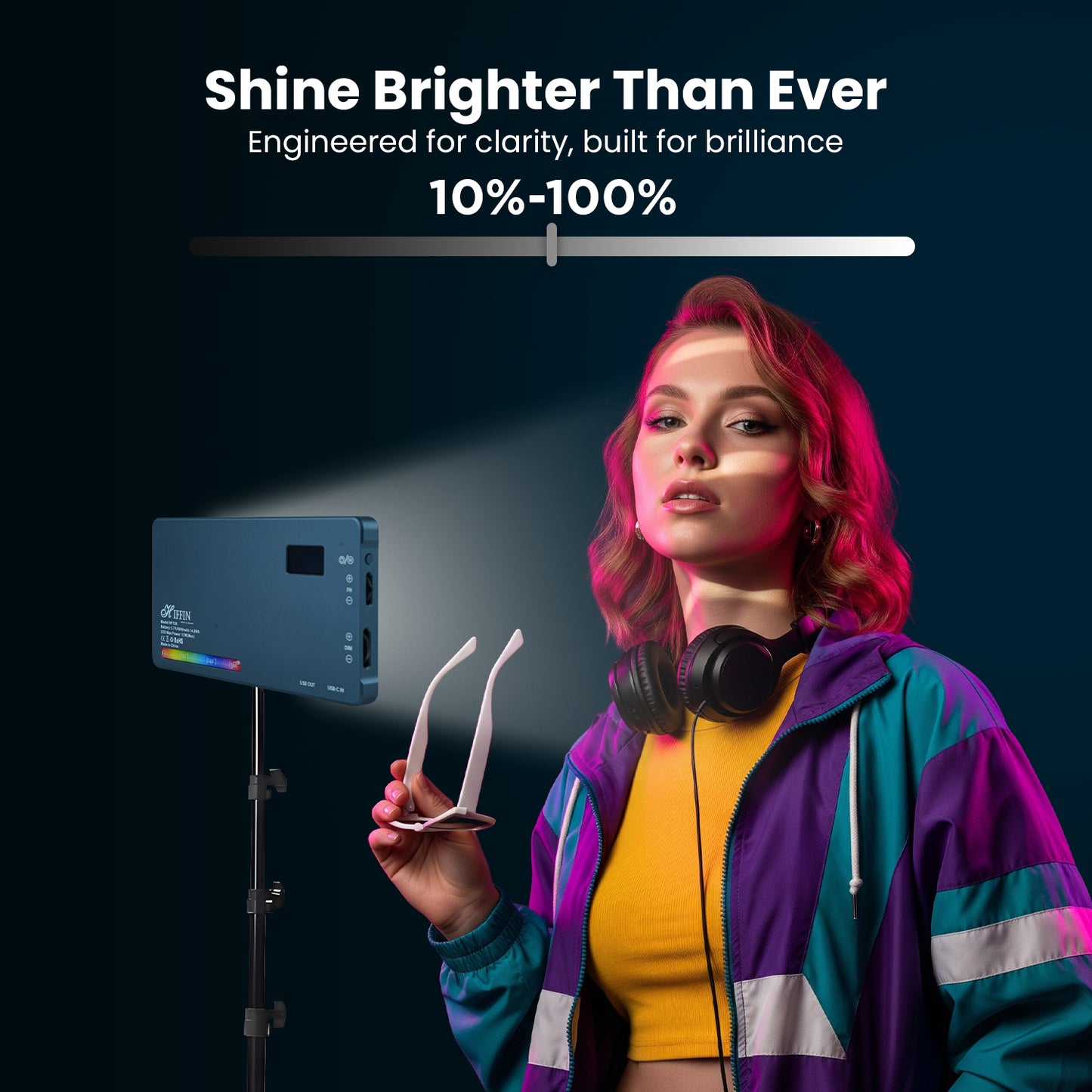 Pro RGB Video Light, 21 Modes, 4000mAh, 2500K-9000K, 12watt