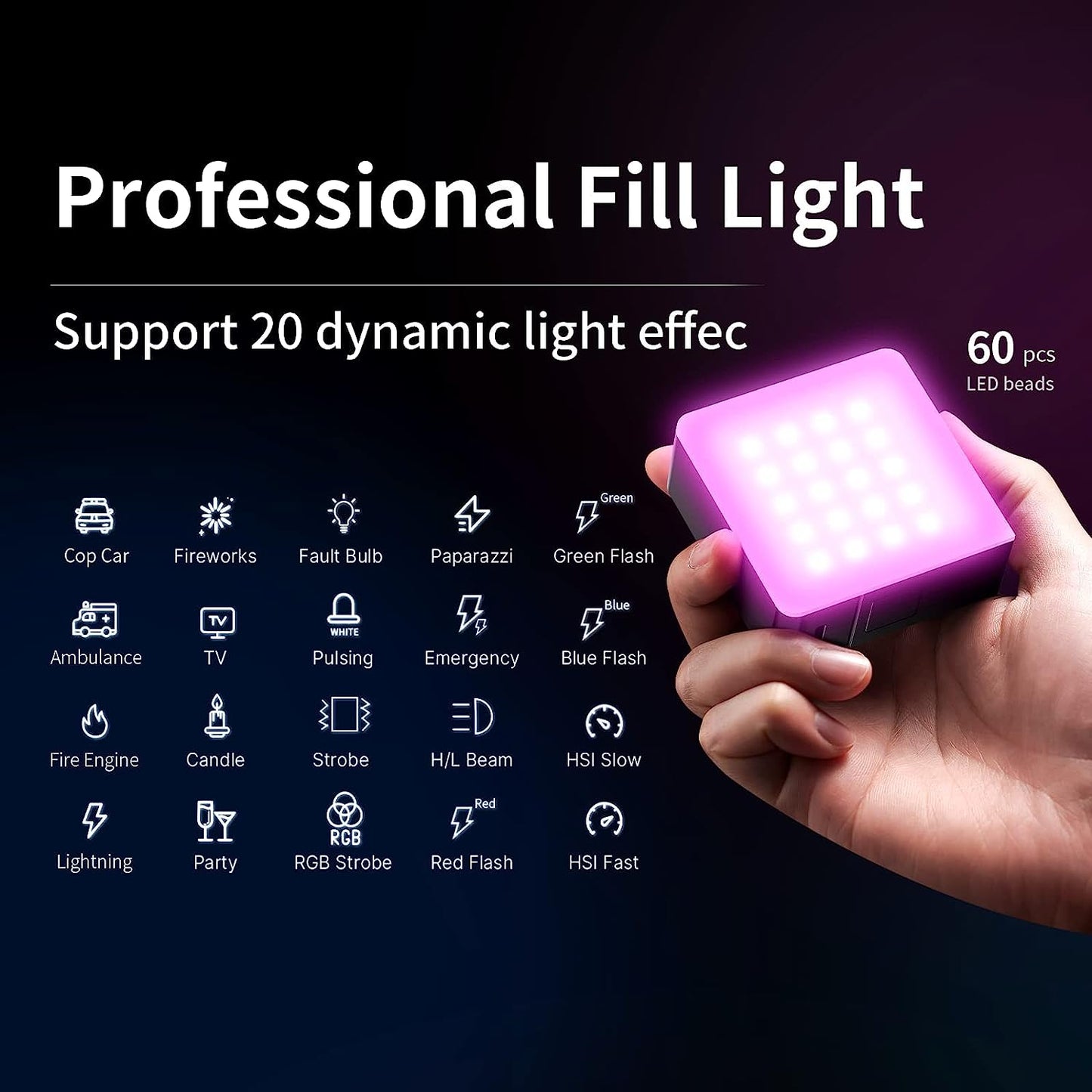 ULANZI VL49 Pro RGB Video Light, 2500-9000K, Dimmable LED Panel, Magnetic