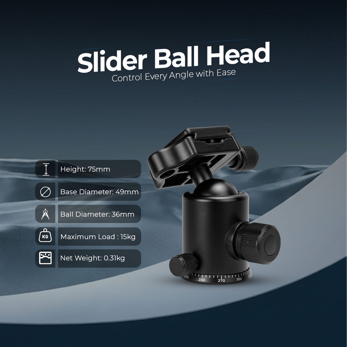 HIFFIN®Professional Metal 360 Degree Rotating Panoramic Ball Head with 1/4 inch Quick Release Plate and Bubble Level,up to 17.6pounds/8kilograms,for Tripod,Monopod,Slider,DSLR Camera,Camcorder