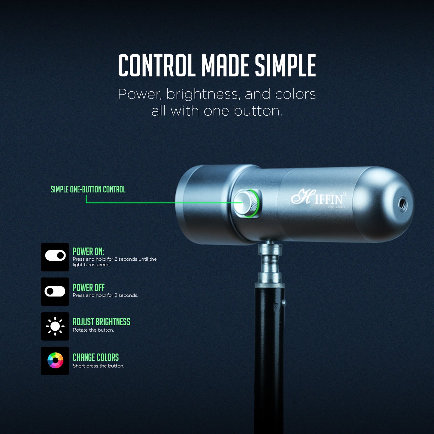 G-Flash 10W RGB LED Light, 7500mAh, 4 Modes, 20 GOBO, USB-C, Dimmable