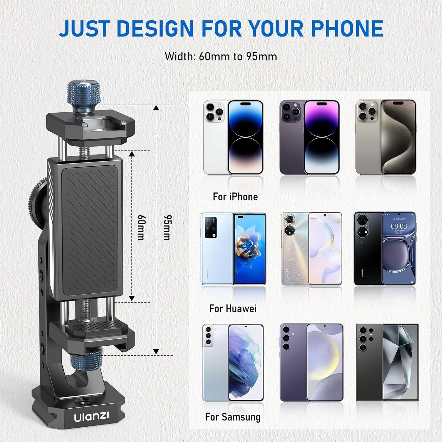 Ulanzi MA53 Phone Tripod Adapter, Arca/UKA, 2 Cold Shoe, 360° Metal Mount
