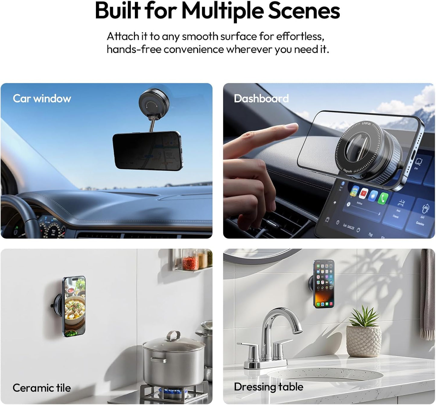 SK-25 Car Phone Holder for Maqsafe, Suction Cup Mount 360* Adjustable, 1kg Load