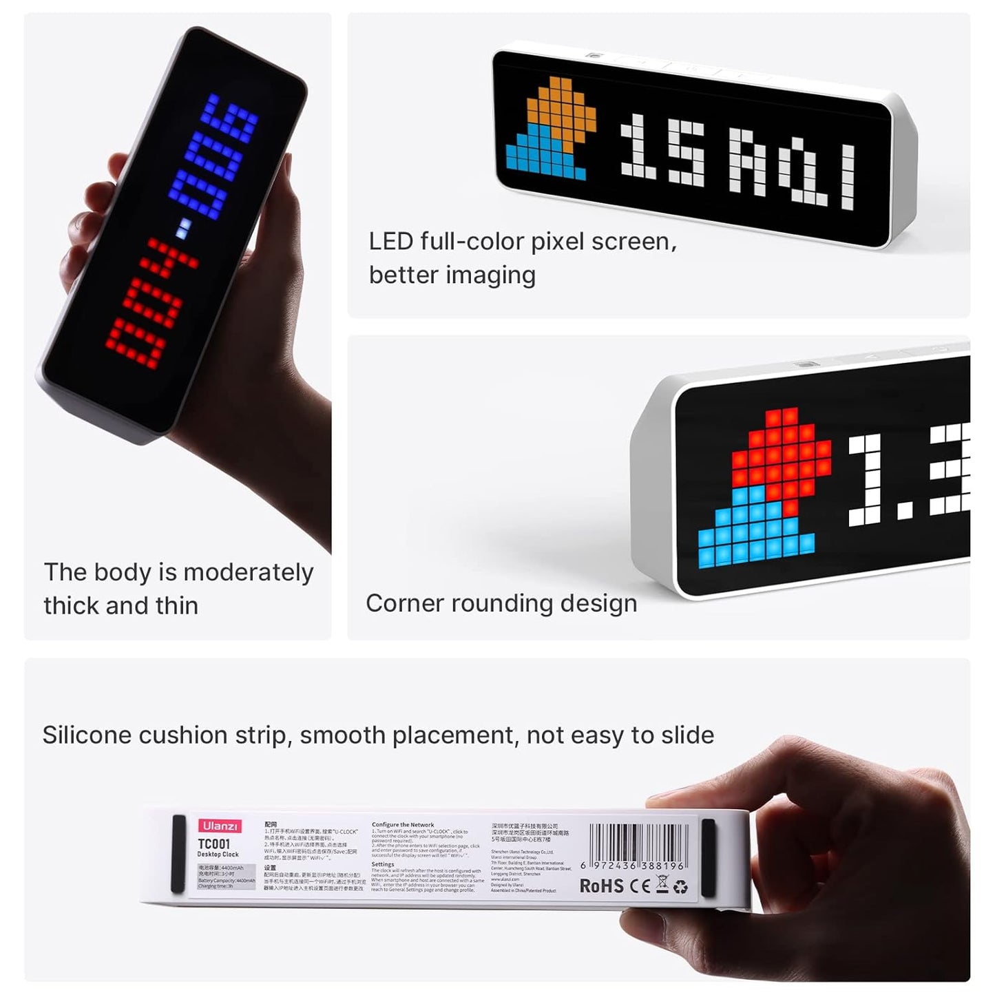 ULANZI TC001 Smart Pixel Clock, Social Media Counter