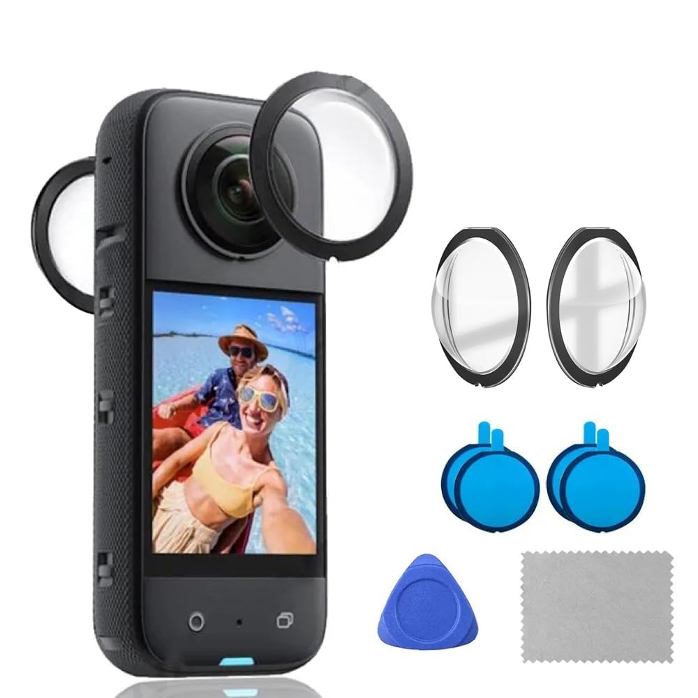 Hiffin Insta 360 One X3 2Pcs Dual Lens Protector Guard Sticky Tempered for Insta360 Action Camera Lens Cover Dust Proof, Anti-Strach Protective Insta360 Accessories