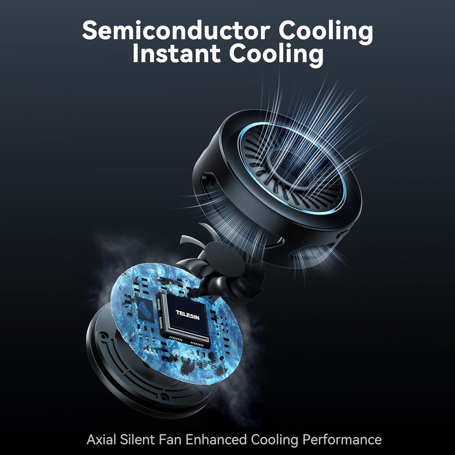 TELESIN Magnetic Phone Cooler for Gaming & Streaming, Semiconductor Cooling, Wireless Charging