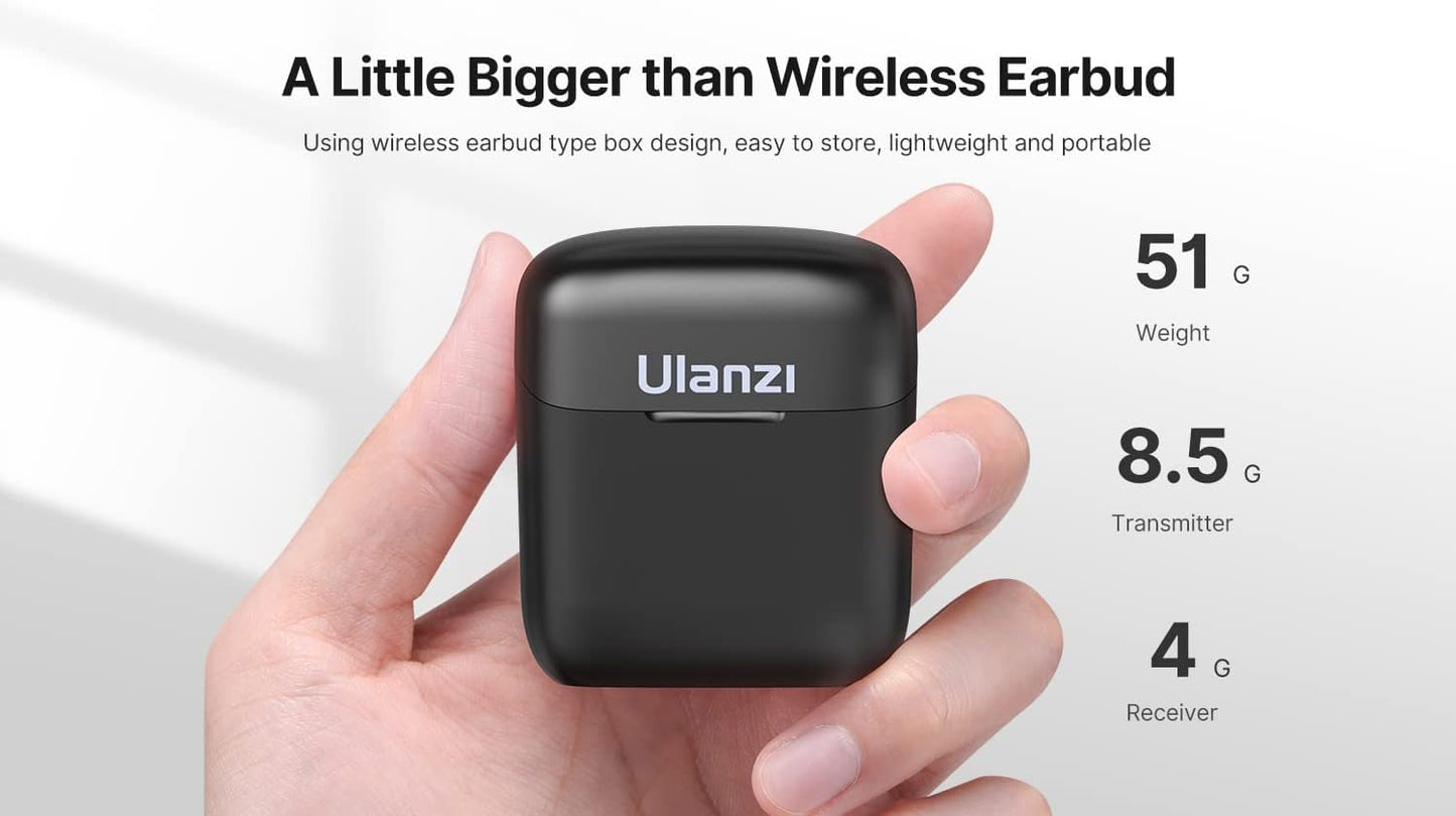 ULANZI J11 Wireless Lavalier Microphone for USB C Phone, 1-in-1 Plug-Play Mic with Charging Case for Phone Video Recording Interview Youtubers Vloggers, 65ft Transmission Range