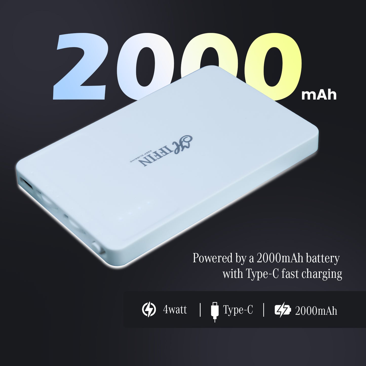 Selfie Light, 3 Modes, 2000mAh Battery, Rechargeable