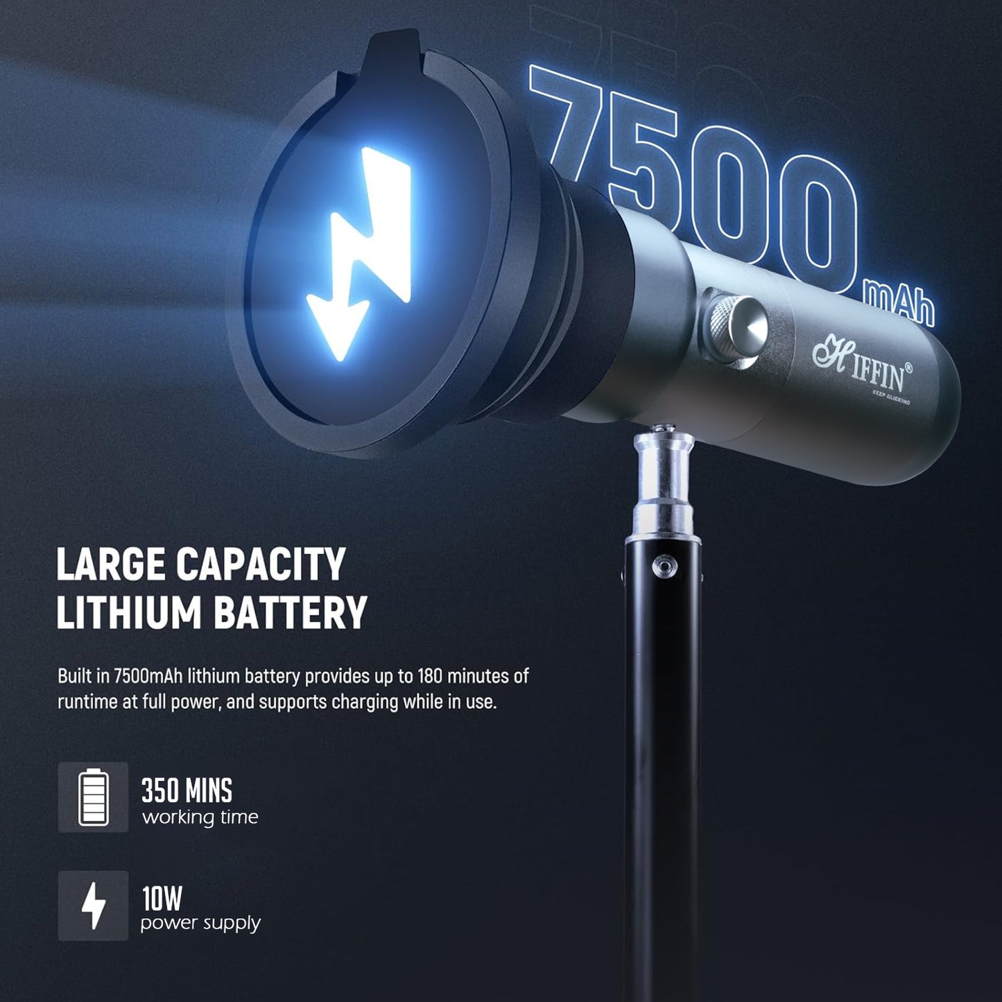 G-Flash 10W RGB LED Light, 7500mAh, 4 Modes, 20 GOBO, USB-C, Dimmable
