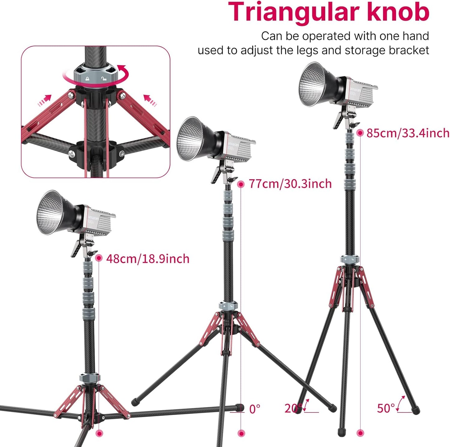 ULANZI MT-49 Carbon Fiber Light Stand, 194cm Tripod for Flash/Camera/Phone