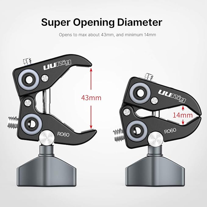 Hiffin UURig R060 Super Clamp for Monitor/LED Lights/Flash/Microphone, Versatile C Clamp Strong Camera Clamp Endless Using Scenes with Photographic Professional Accessories