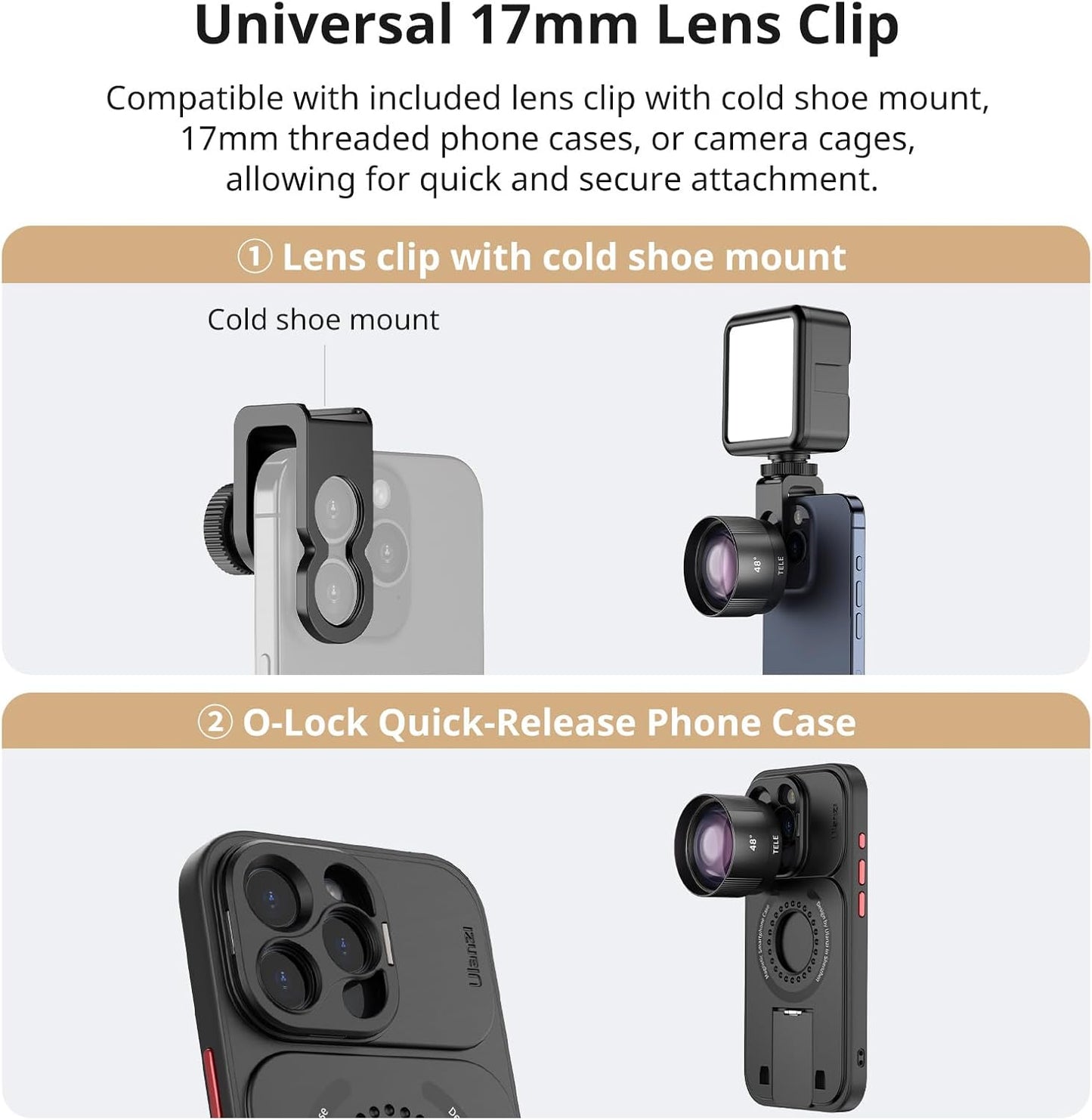 ULANZI CL-003 75mm HD Macro Lens for Phones with 17mm Thread Adapter Mount