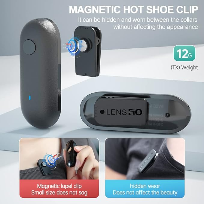 LENSGO 318C II 2.4GHz Dual Clip on Wireless Lavalier Microphone for DSLR/SLR Camera Camcorder iPhone Android Rechargeable Lapel Mic for Video Recording...