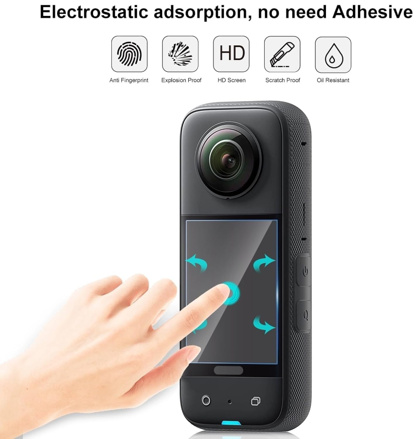 Hiffin Screen Protector 9H 2.5D Curved HD Screen Tempered Glass Film Ultra-Thin LCD Display Guard for Insta 360 X3 with Full Screen Coverage & Easy Installation Kit