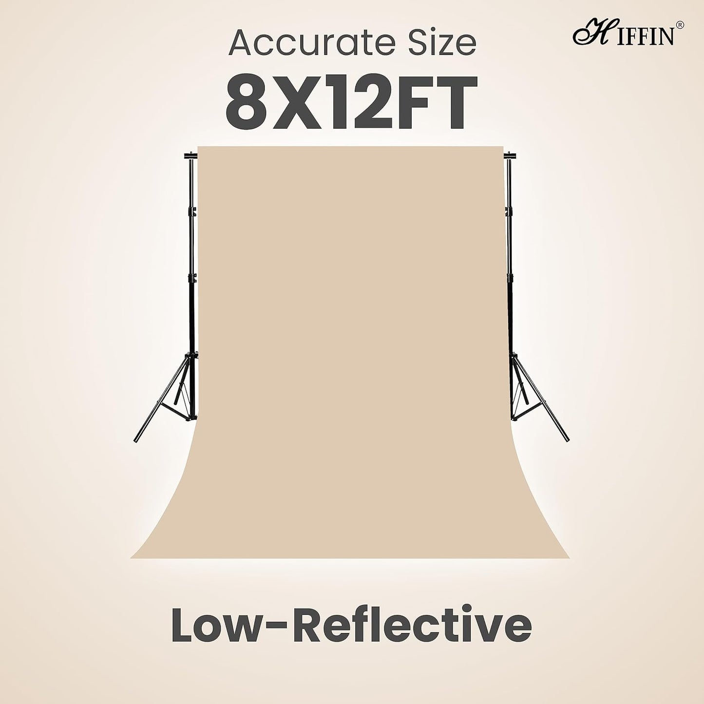 HIFFIN Professional 8x12Ft Solid Beige Screen Backdrop for Photography Background, Large Solid Beige Screen for Photoshoot, Game Live Steaming Video Conference (8x12Ft Solid Beige Backdrop)