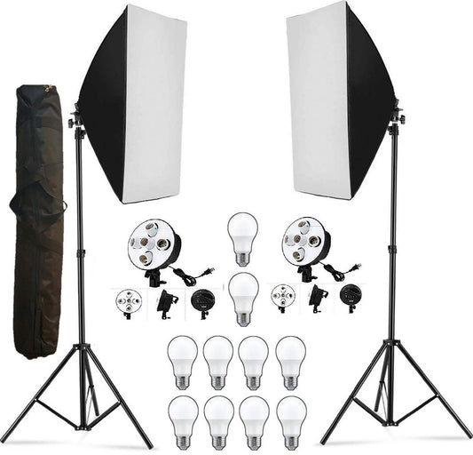 HIFFIN® PRO HD 5 Soft Led Video Light Softbox Kit | 2 Point Lighting | Stand | for YouTube Shooting,Videography, Product Photography, Continuous Studio Lights, Key Fill and Back Light