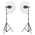 HIFFIN 350w Porta Led Light Kit Set Of 2, 14ft Light Stand And Umbrella