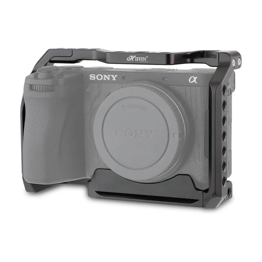 HIFFIN Metal Cage Compatible with Sony Alpha A6400, Precision Fit, Arca-Type Quick Release Base, 1/4" & 3/8" Screw Mounts, Cold Shoe for Microphone, Monitor & Light Expansion