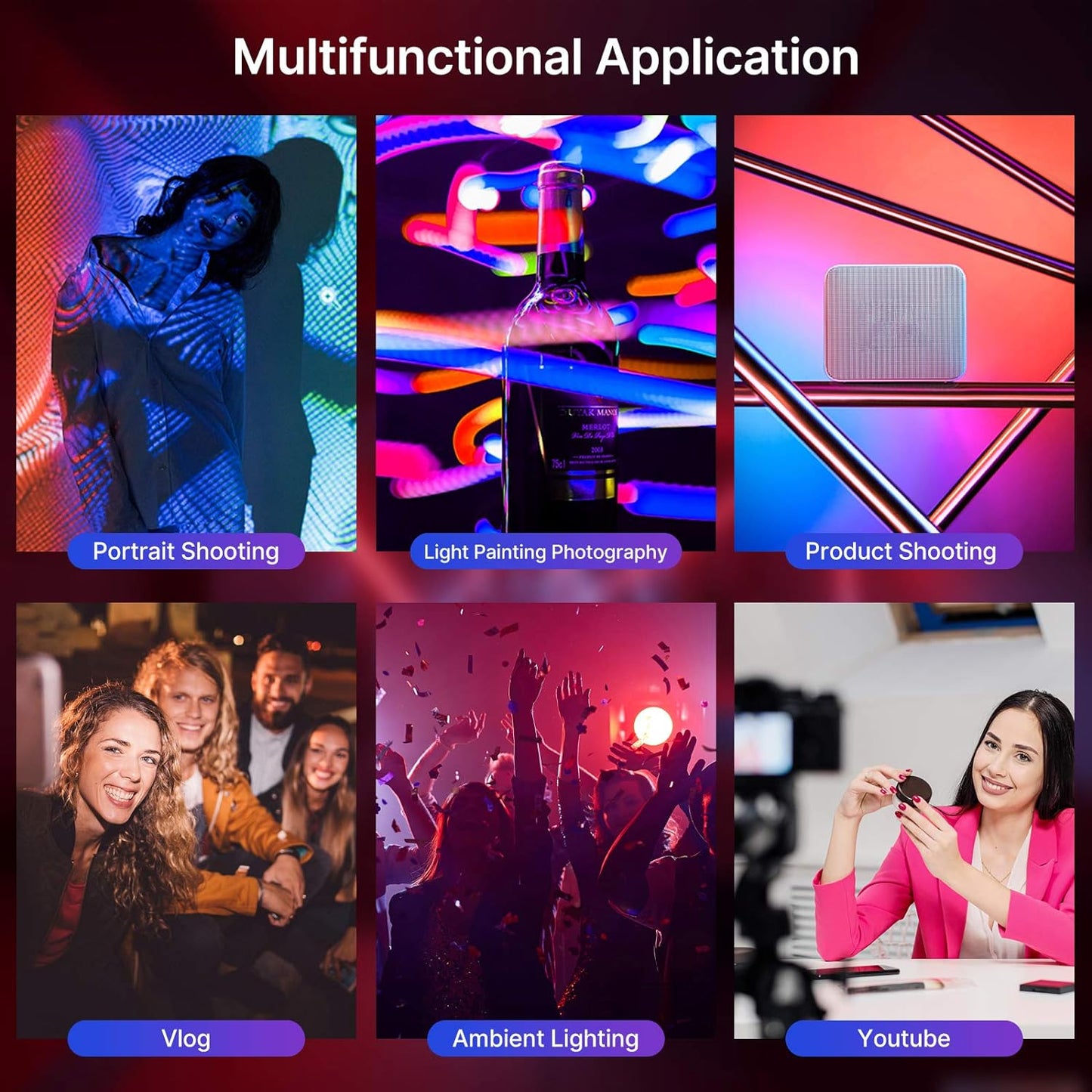 Ulanzi VL49 RGB Video Light, LED, 2000mAh, CRI 95+, 2500-9000K, Dimmable