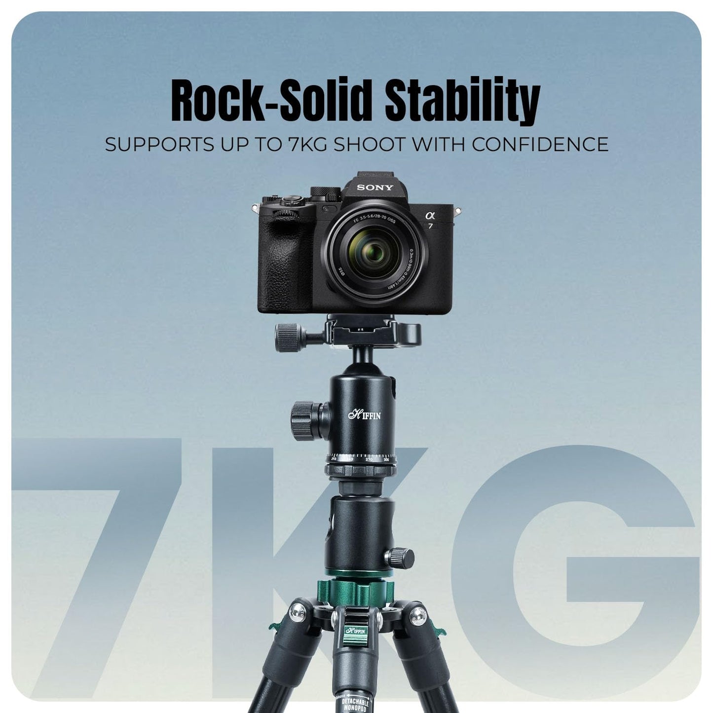 HF-550 1.651M (65") Camera Tripod for Canon Nikon DSLR, Aluminum Alloy