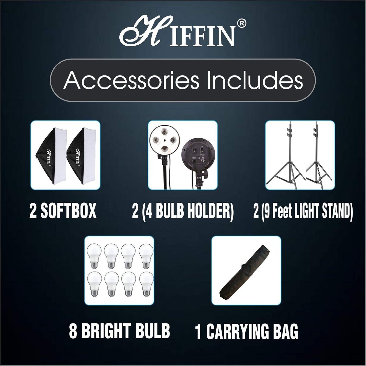 HIFFIN PRO HD Mark 2 Point Studio Lights for Photography and Video Shooting, Continuous Softbox Lighting Kit