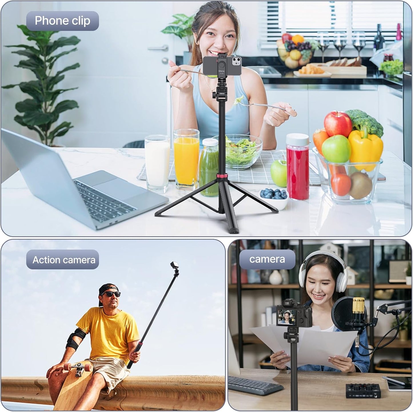 Ulanzi MT-79 Extendable Aluminum Tripod, 81" Adjustable Stand, 360° Head
