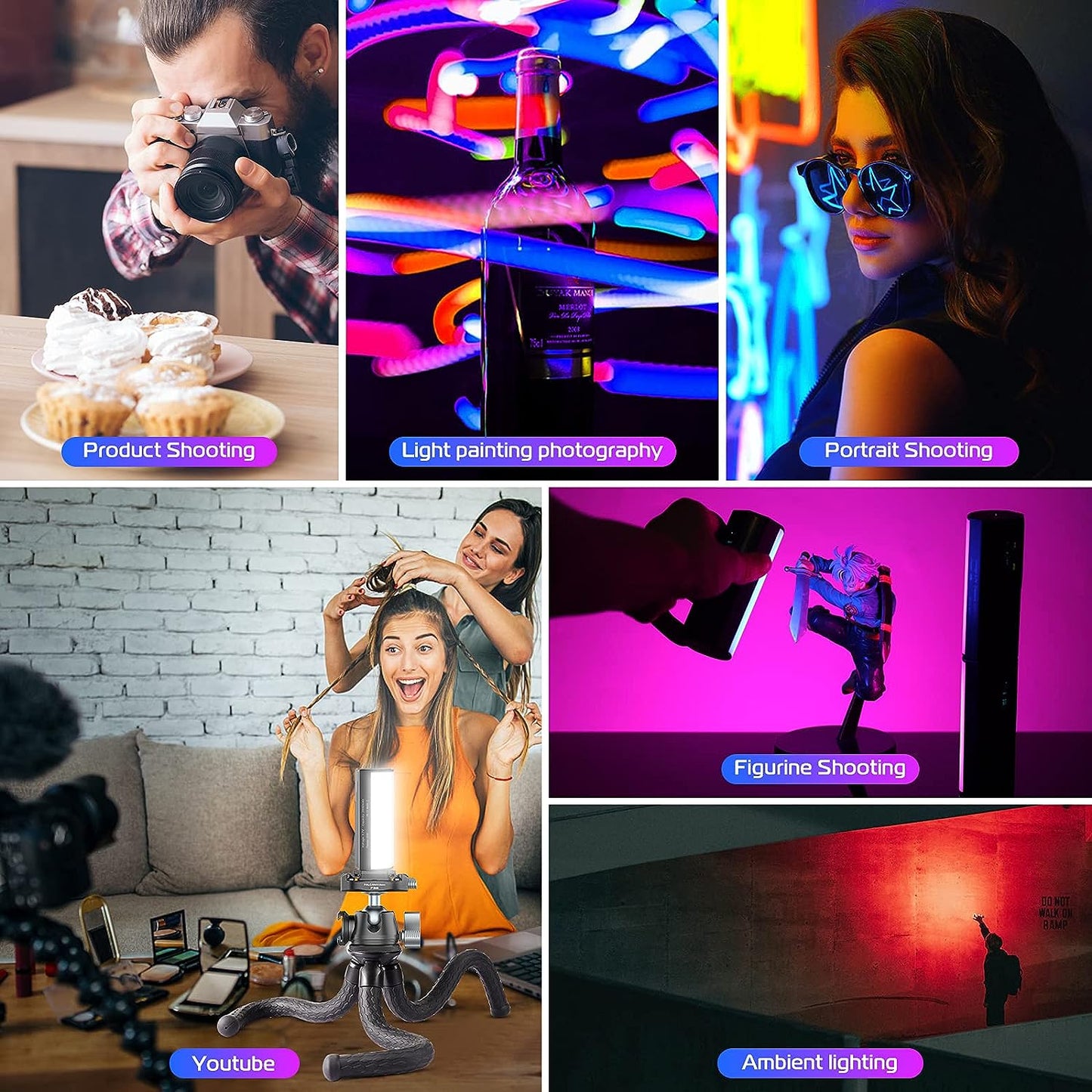 ULANZI Compact Magnetic Handheld 360° RGB LED Video Light, 2000mAh, 2500-9000K Dimmable