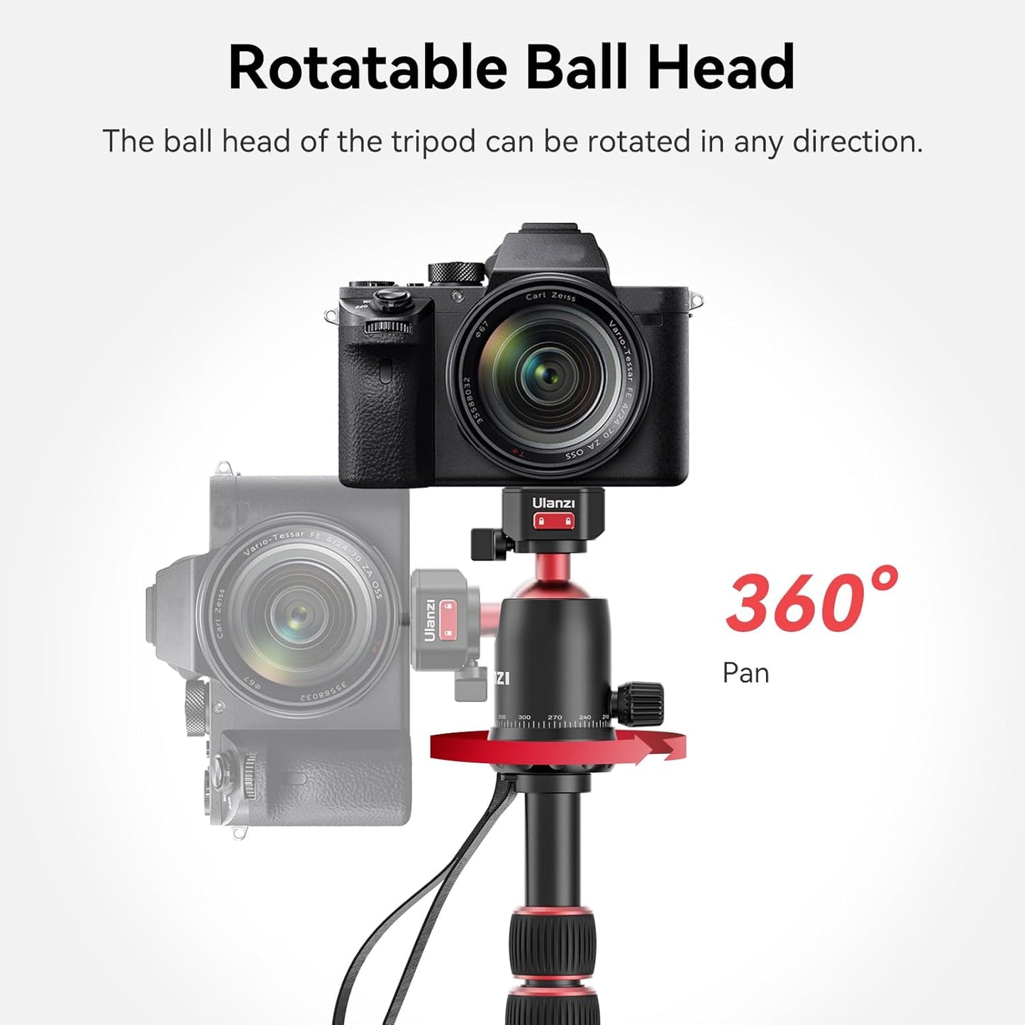 ULANZI TT31 72.4" Tripod/Monopod, 33lb Load, QR Plate, 360° Head for DSLR/Video