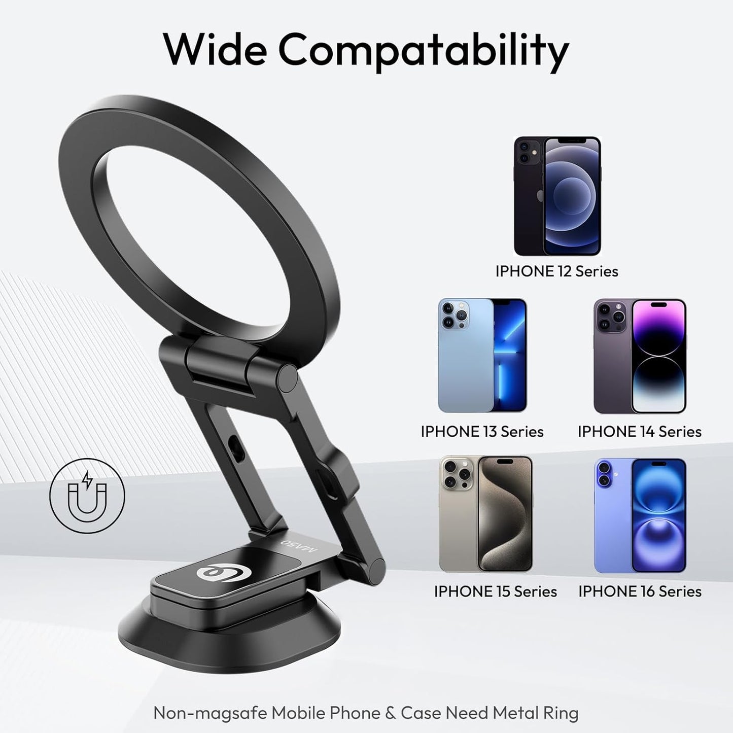 MA50 Magnetic Phone Holder for Magsafe, Aluminum Tripod Stand 1/4" Screw Hole