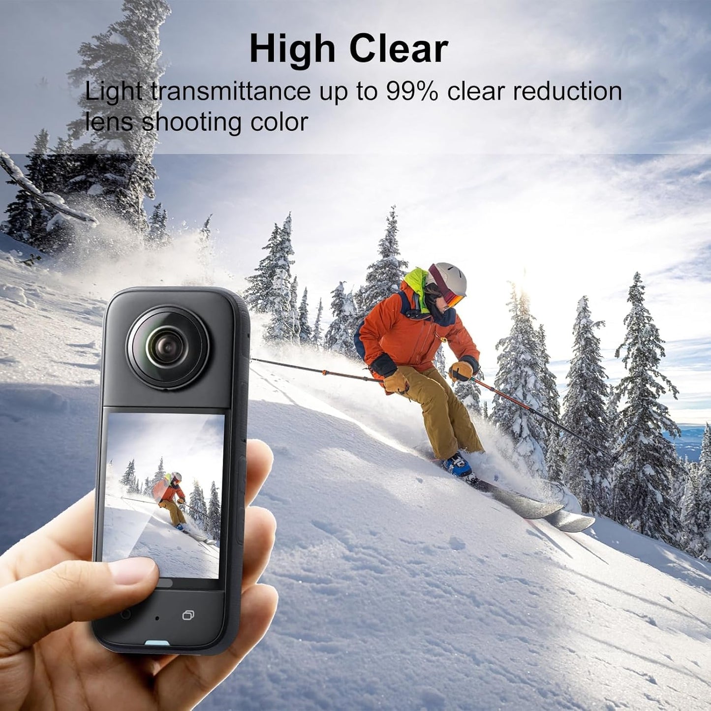 Hiffin Screen Protector 9H 2.5D Curved HD Screen Tempered Glass Film Ultra-Thin LCD Display Guard for Insta 360 X3 with Full Screen Coverage & Easy Installation Kit