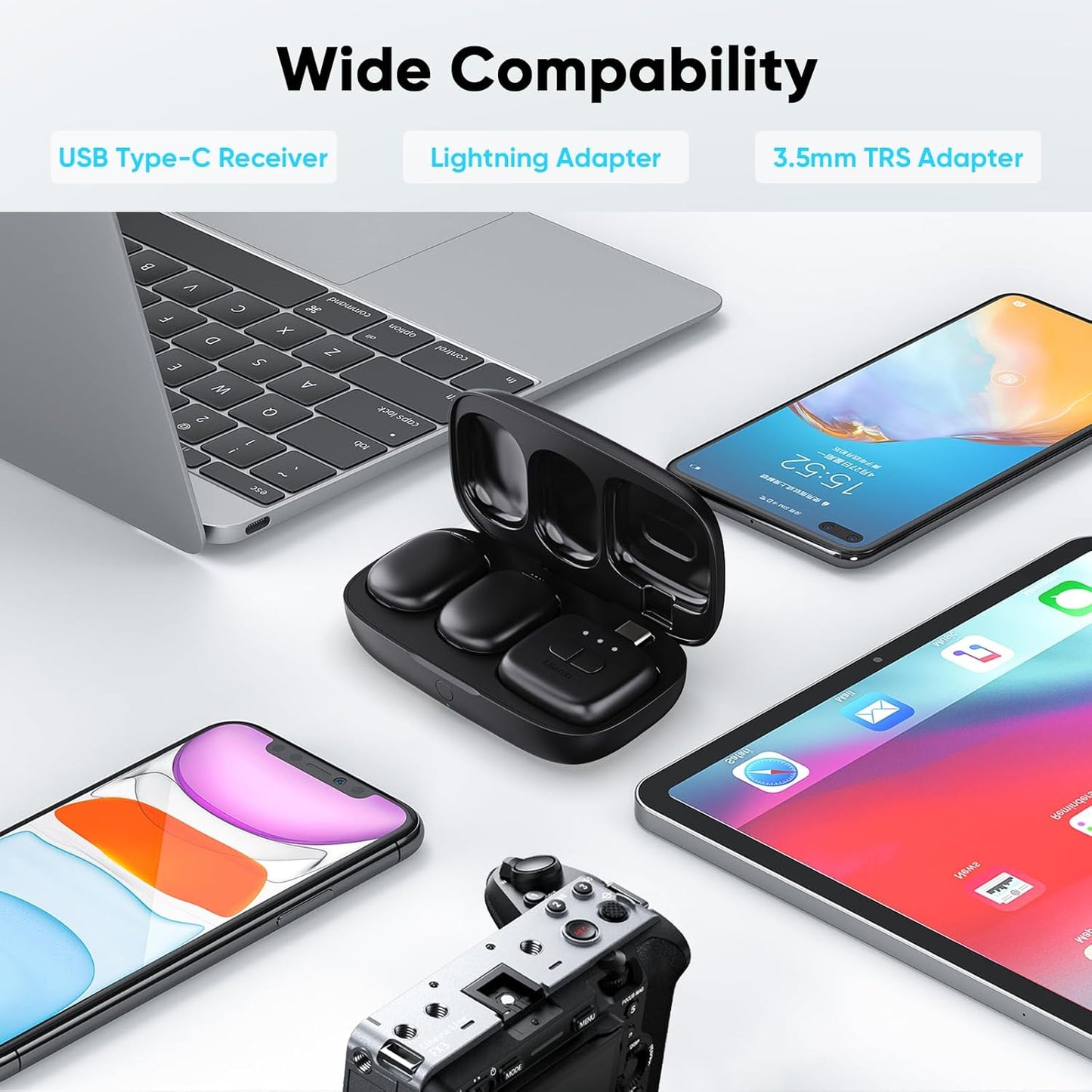 ULANZI A30 Tiny Mic Magnetic, Wireless Lavalier Microphone Mini Size, Noise Cancellation, 164 ft Range, 20H Battery Life, Lapel Microphone for Video Recording, DSLR, iPhones, Android, PC