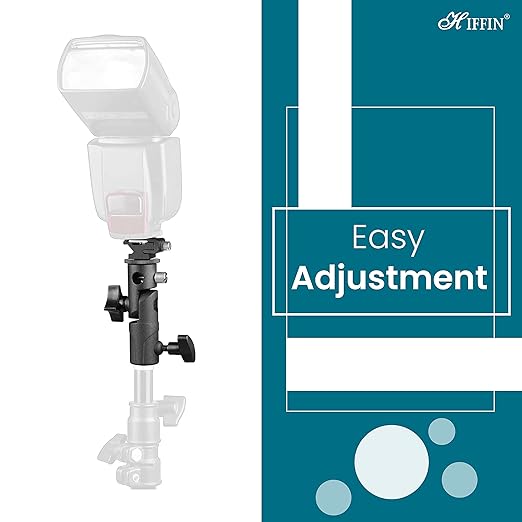 HIFFIN® Branded E Type Camera Flash Speedlite Mount Swivel Light Stand Bracket with Umbrella Reflector Holder Compatible DSLR Flashes Studio Light LED Light