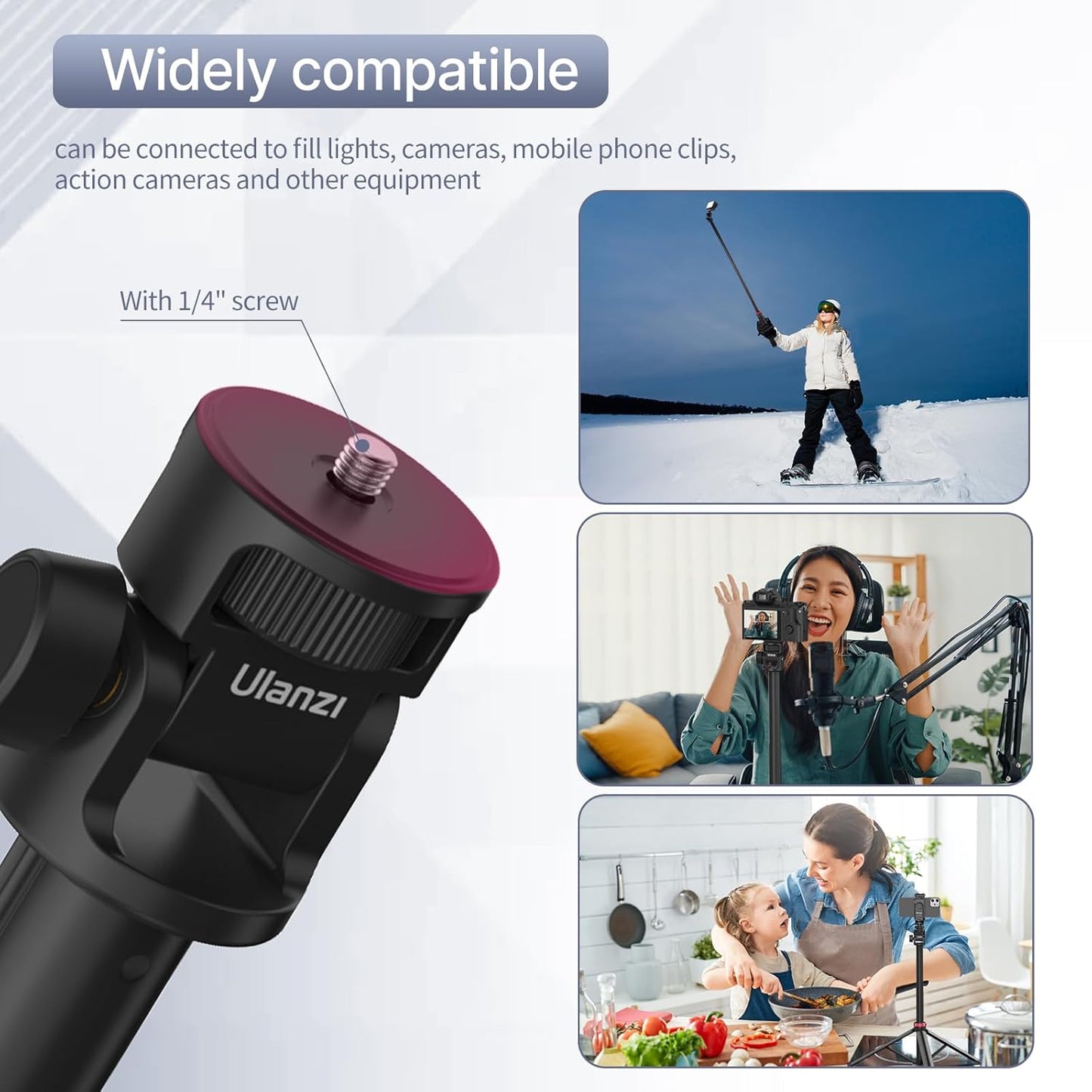 Ulanzi MT-79 Extendable Aluminum Tripod, 81" Adjustable Stand, 360° Head