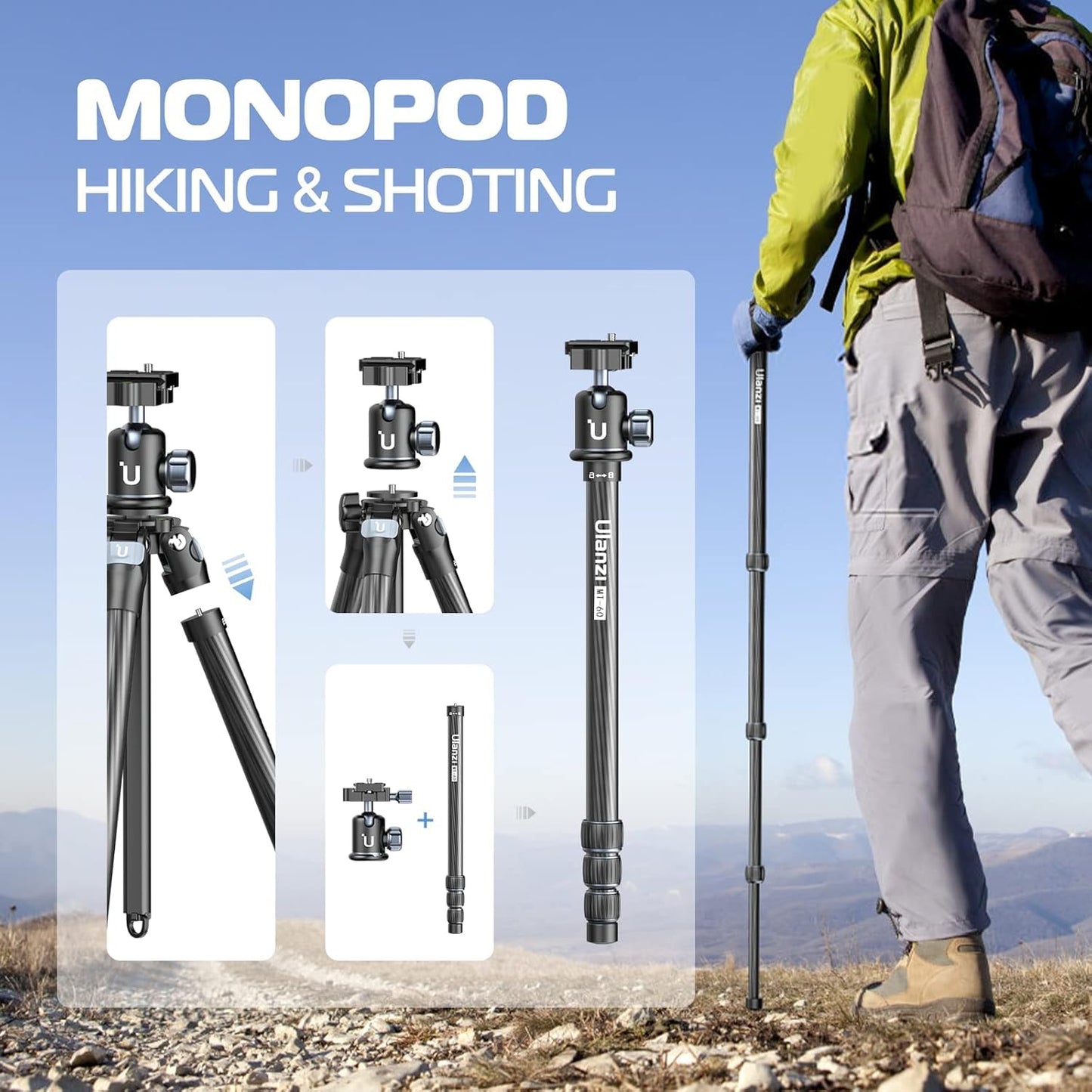 Ulanzi MT-60 Carbon Fiber Portable Travel Tripod