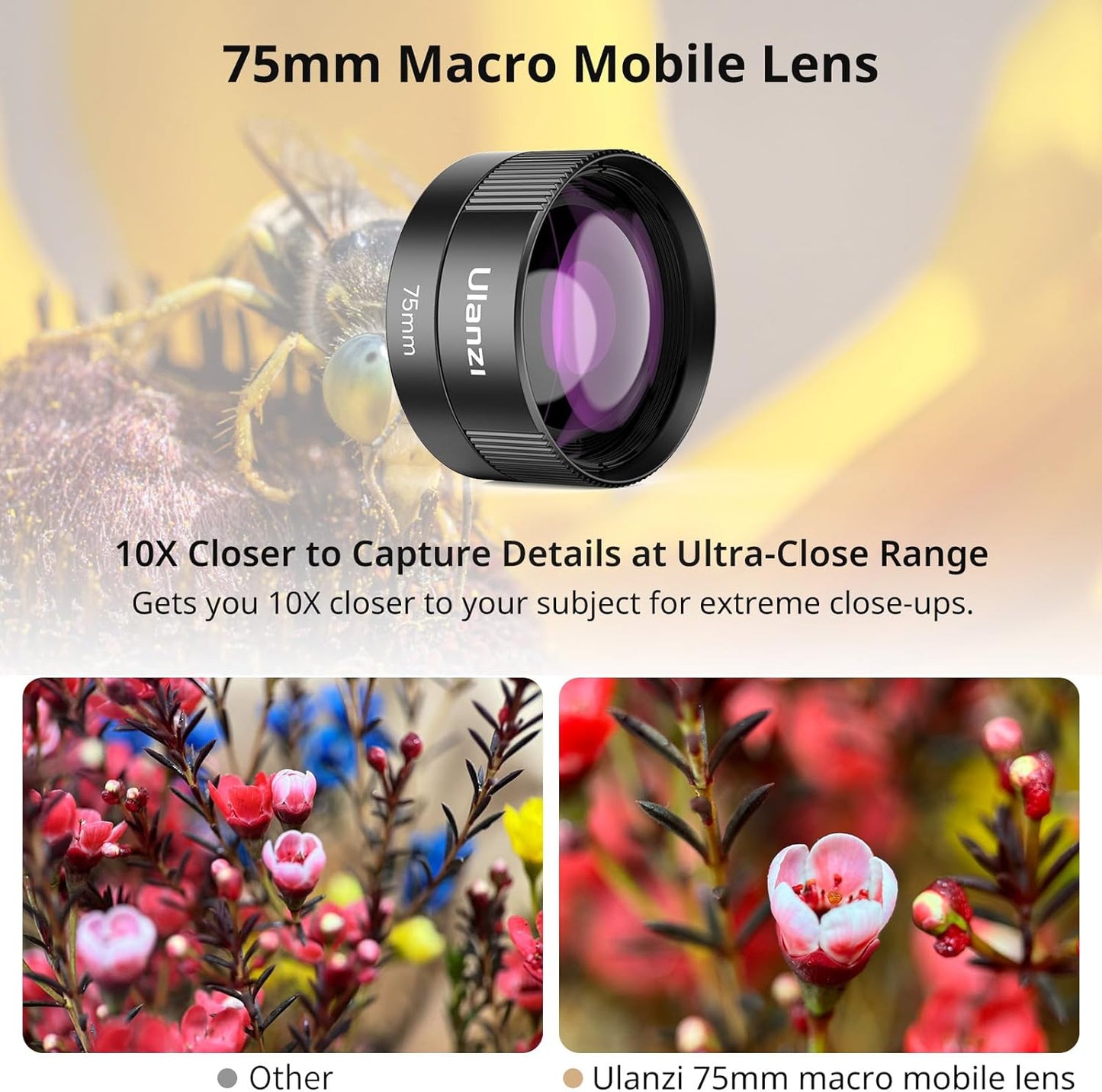 ULANZI CL-003 75mm HD Macro Lens for Phones with 17mm Thread Adapter Mount
